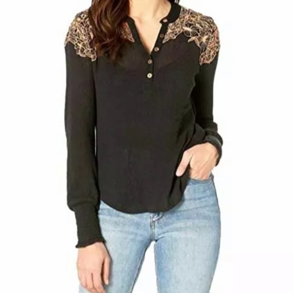 Free People Embroidered Henley